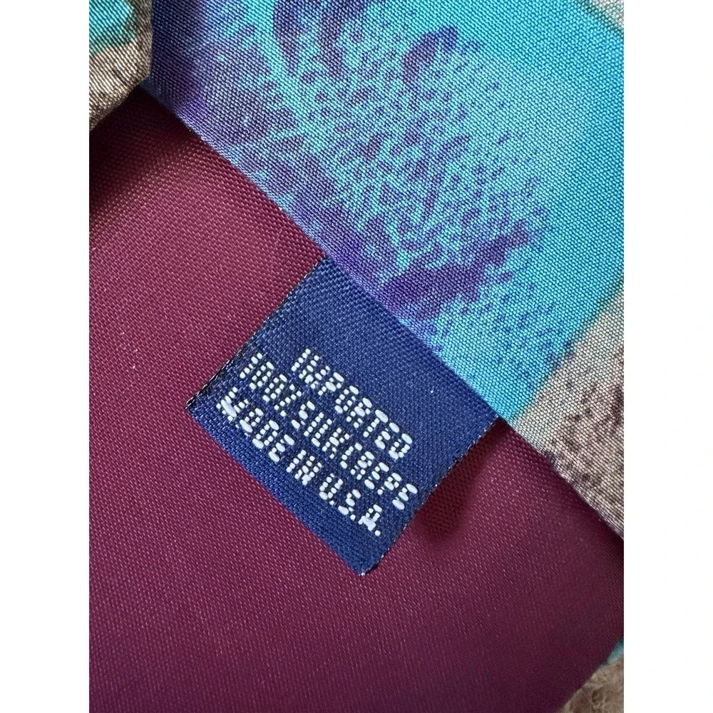 Nino Cerruti Neckwear Tie Teal Gray Abstract Pattern 100% Silk USA Made JBHS